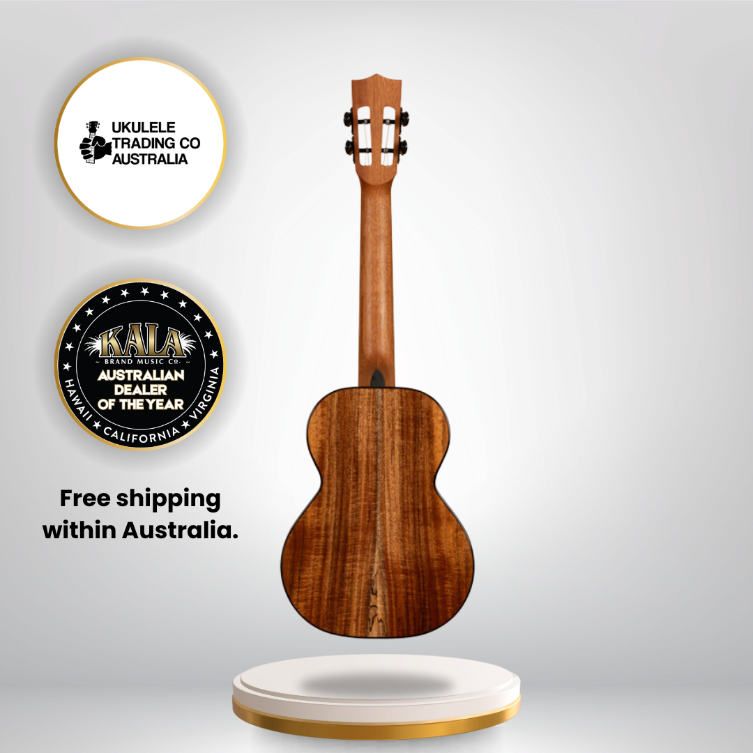Kala KA-CT-SA-TG Contour All Solid Gloss Acacia Tenor Ukulele with slotted headstock and deluxe gig bag
