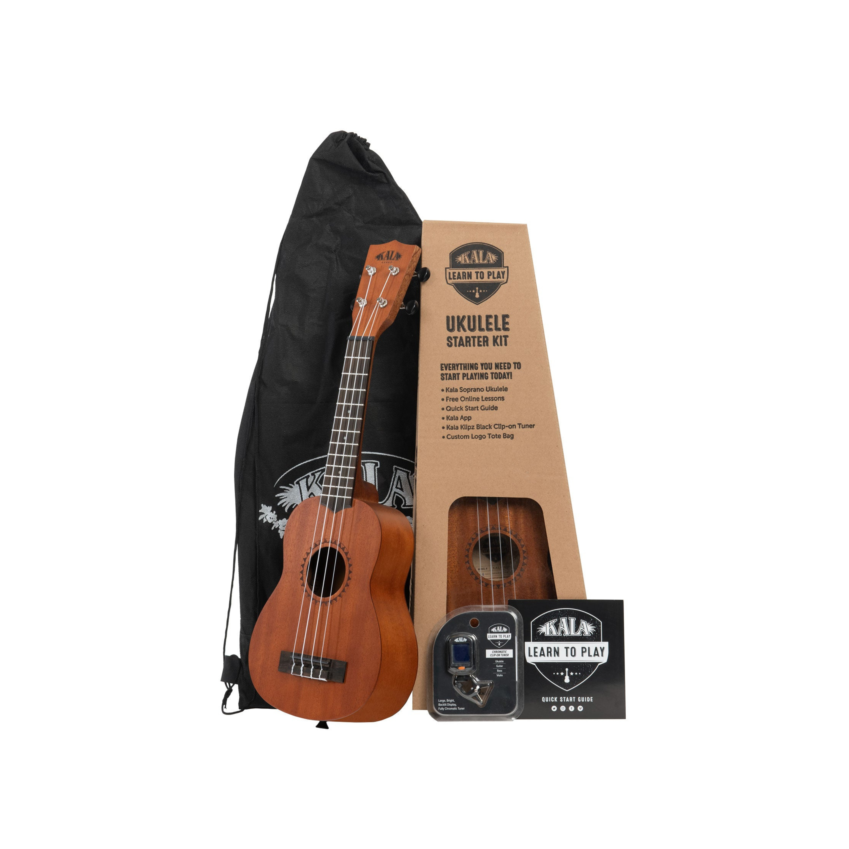 Kala Learn To Play Soprano Ukulele Starter Kit - KALA-LTP-S. Perfect for beginners to start their musical journey!