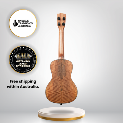 Kala KA-CM-C Curly Mango Concert Ukulele – front view showcasing curly mango wood