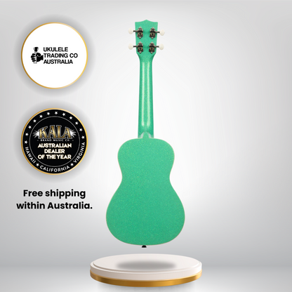 Sparkling green Kala concert ukulele with cream binding and gloss finish