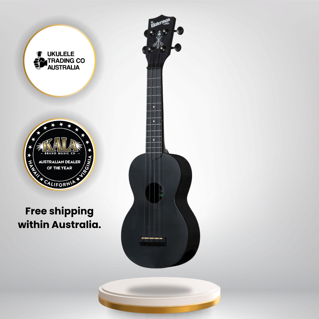 KA-R-WMS-BK-S Kala Black Sand Soprano Recycled Waterman Ukulele Australia