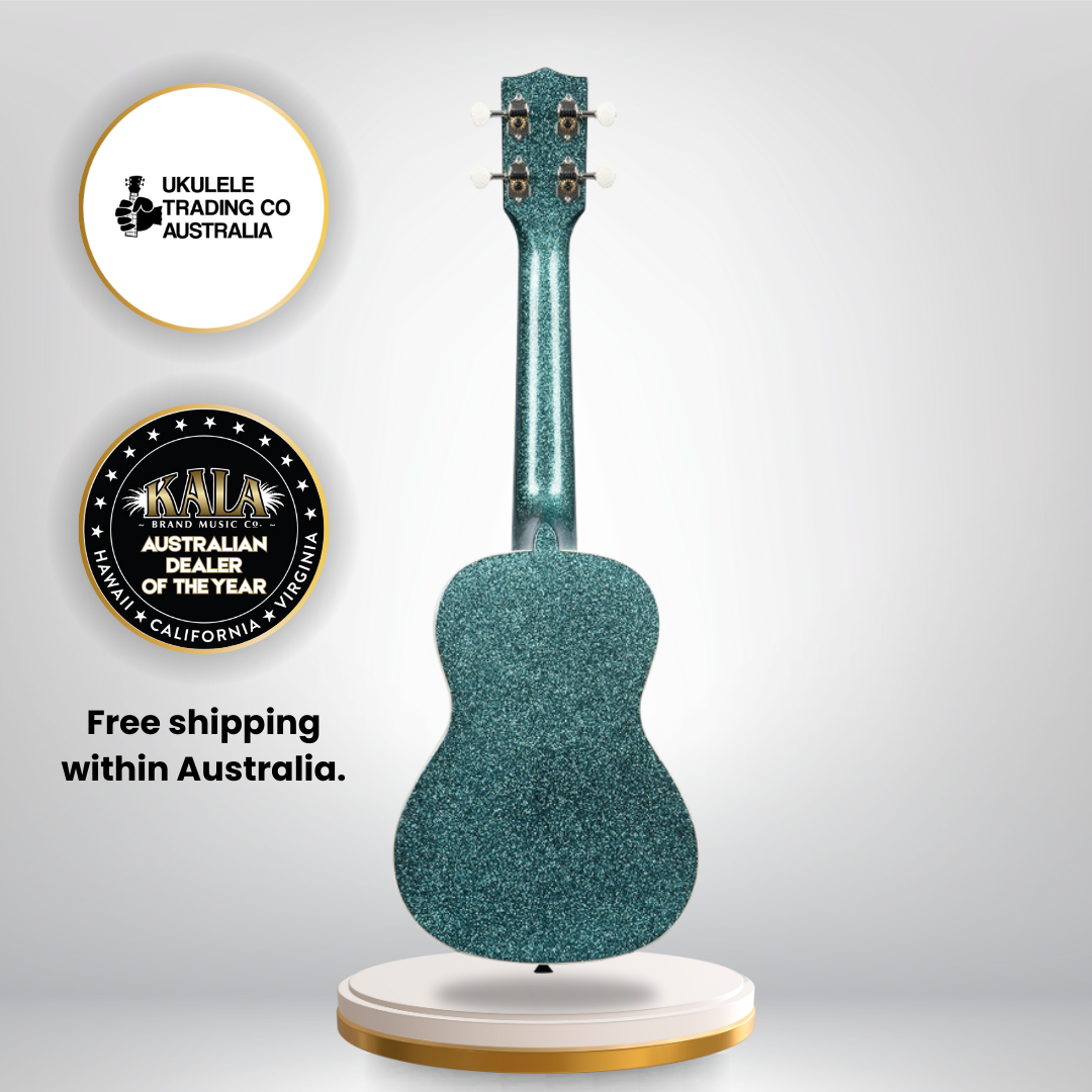 kala ka-sprk-aqua sparkle series aqua blue concert ukulele with gigbag