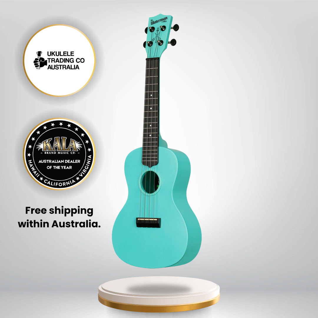 KA-R-WMG-BL-C Aqua Mist Glow-In-The-Dark Concert Recycled Waterman Ukulele