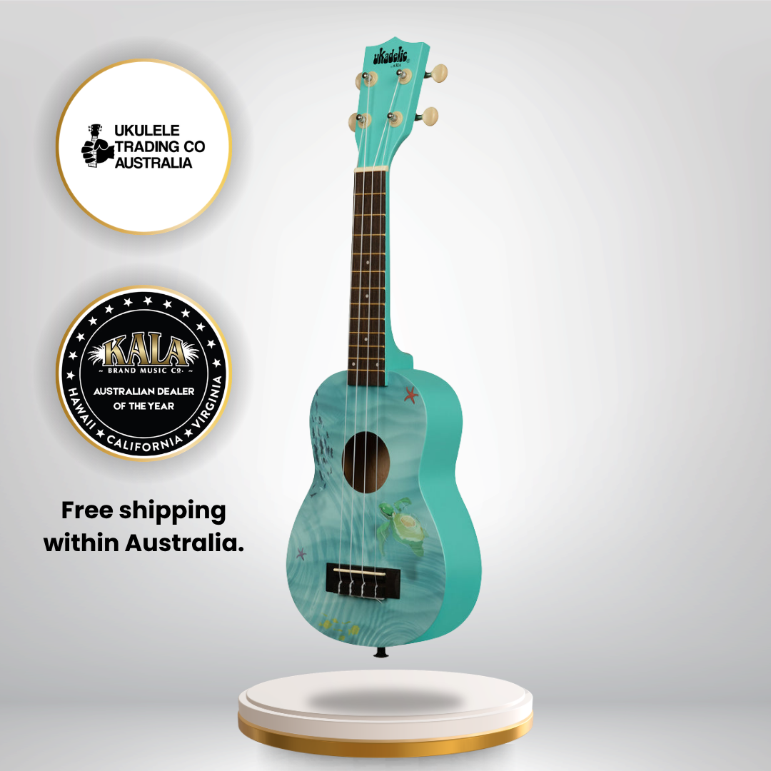 NUK-SEASCAPE Kala Ukadelic Seascape Soprano Ukulele Ocean Art Ukulele Australia