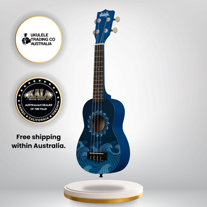 NUK-DEEPBLUE Kala Ukadelic Deep Blue Soprano Ukulele Ocean Wave Art Ukulele Australia
