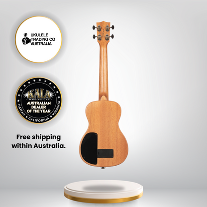 Solid body electric flame maple tenor ukulele with tiger stripe maple top