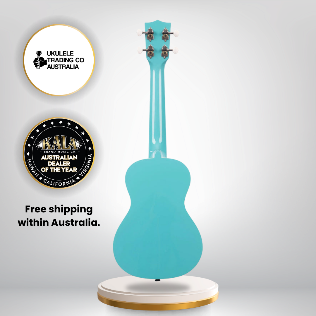Kala KA-CANDY-BLU Cotton Candy Blue Concert Ukulele with high gloss finish and Aquila strings