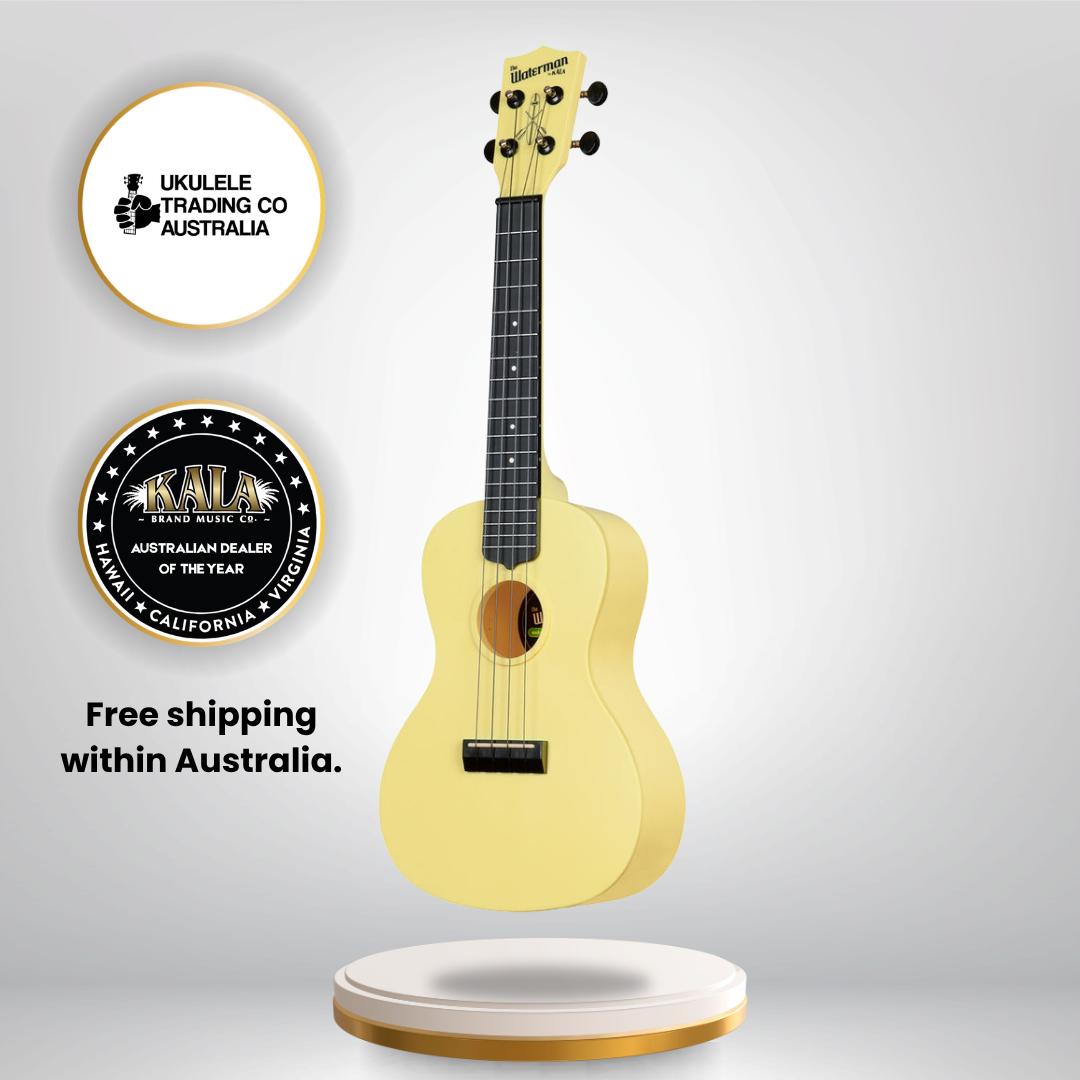 KA-R-WMG-YL-C Kala Waterman Glow-in-the-Dark Concert Ukulele Recycled Eco-Friendly Ukulele Australia