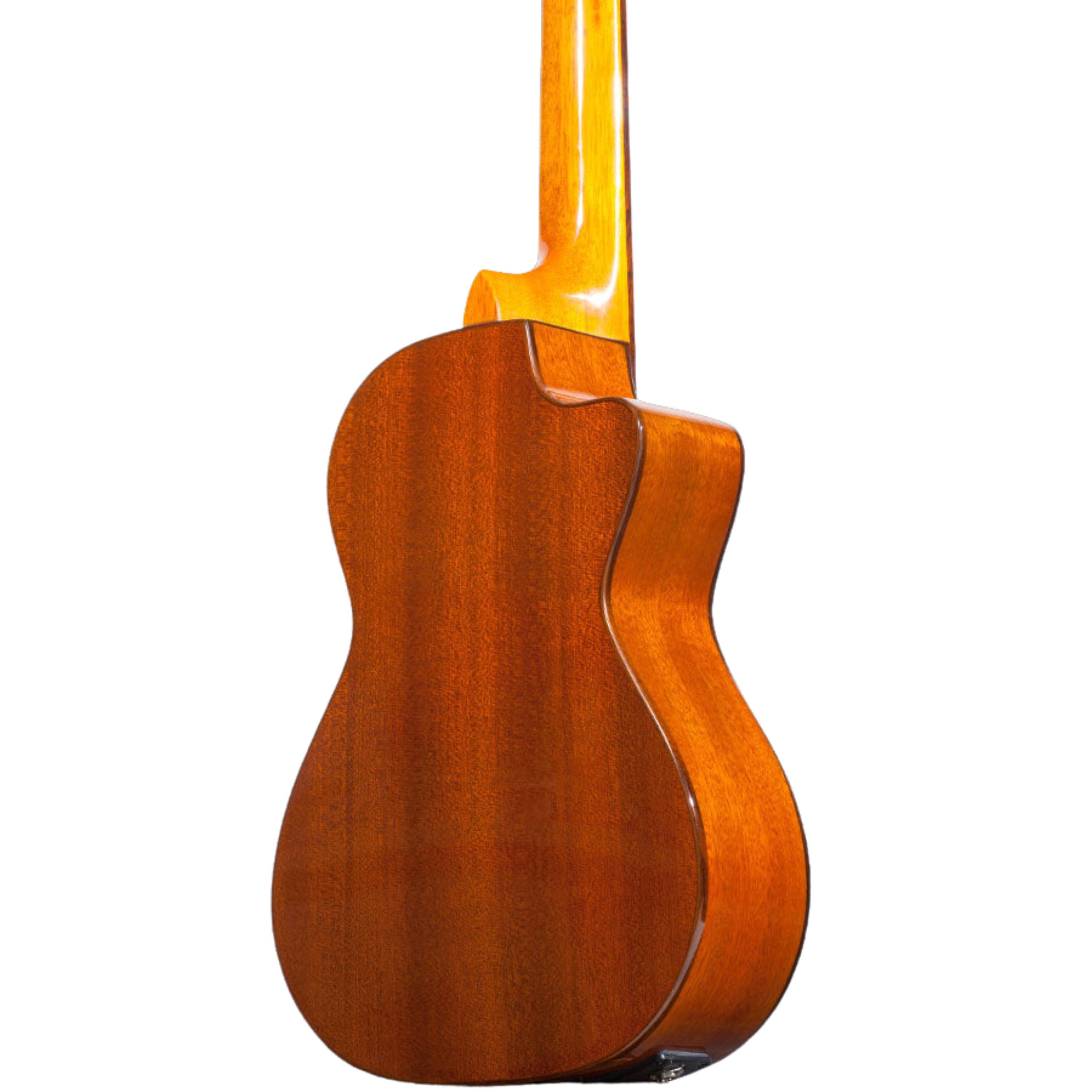 Ohana CK-35GCE All Solid Mahogany Concert Ukulele with gloss finish, active pickup system, cutaway design for easy fret access, and beautiful hardwood binding for a rich, warm tone.