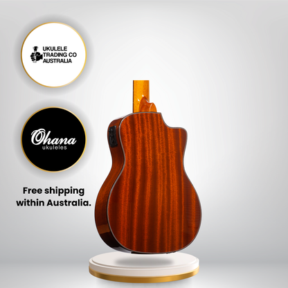 Ohana BK-35GCE-LH – All-Solid Mahogany Left-Handed Baritone Ukulele