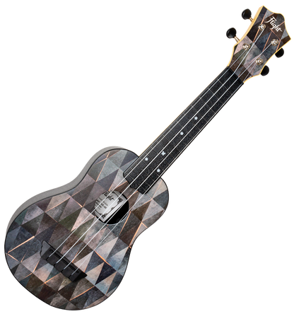 Flight TUS40 Arcana Travel Soprano Ukulele – Geometric Print Linden Top, ABS Body, Zero Fret &amp; Aquila Strings