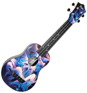 Flight TUS40 Graffiti Travel Soprano Ukulele – Street Art Print Linden Top, ABS Body, Zero Fret &amp; Aquila Strings