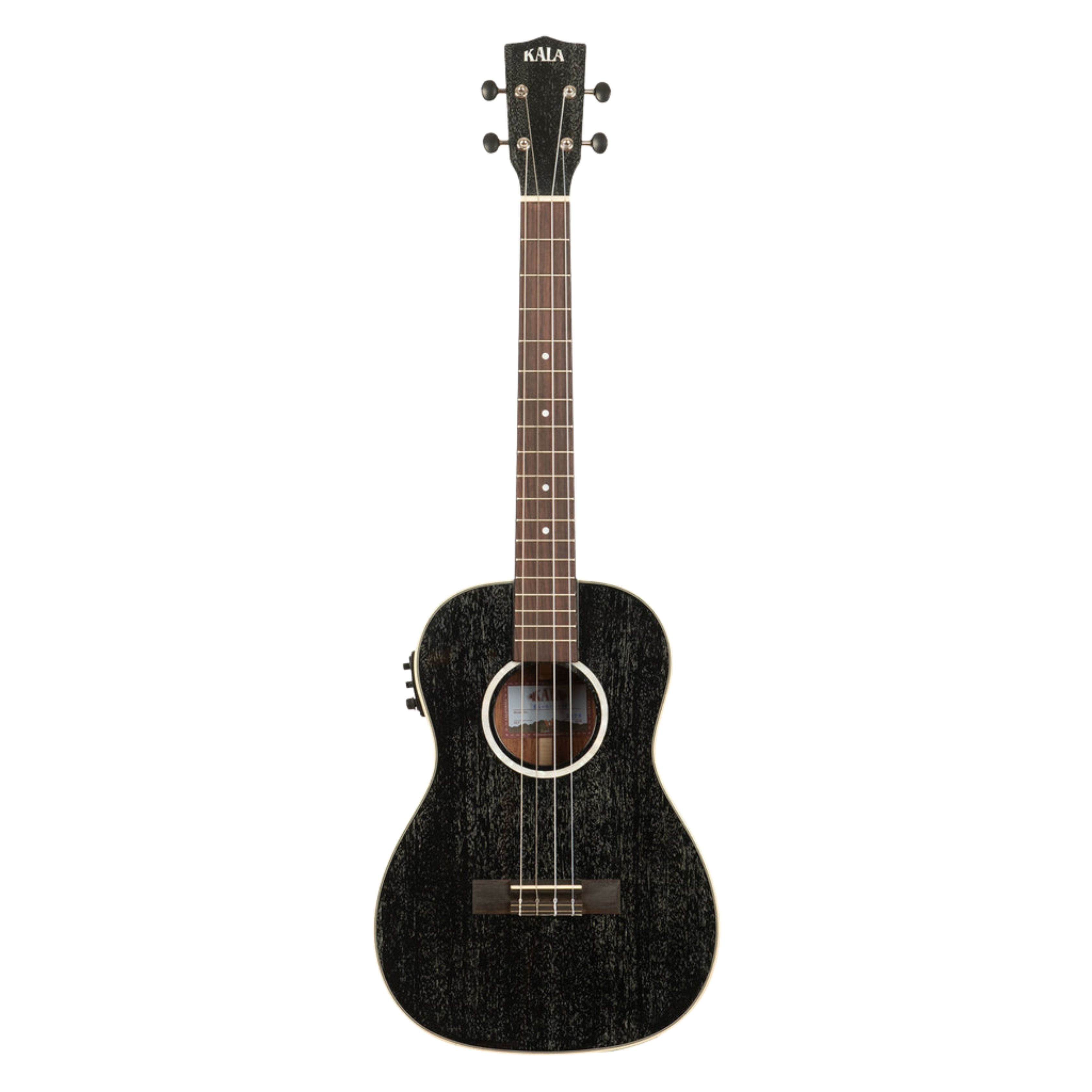 Kala KA-SDH-BE baritone ukulele with Salt &amp; Pepper Doghair gloss finish and built-in Fishman EQ.