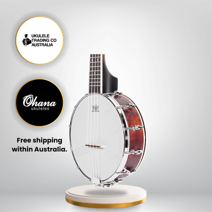 Ohana CK-120BUC Closed Back Banjolele with Maple body and Remo WeatherKing head