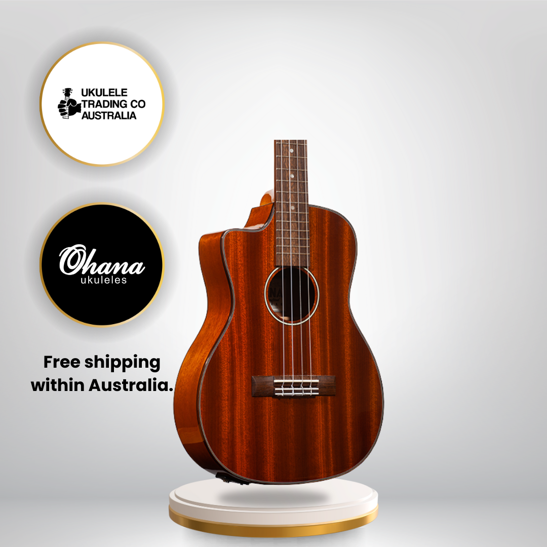Ohana BK-35GCE-LH – All-Solid Mahogany Left-Handed Baritone Ukulele