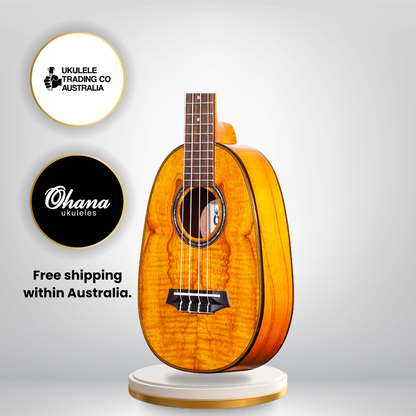 Pineapple PKC-150SMO Spalted Mango Concert Ukulele with glossy finish and abalone inlays.
