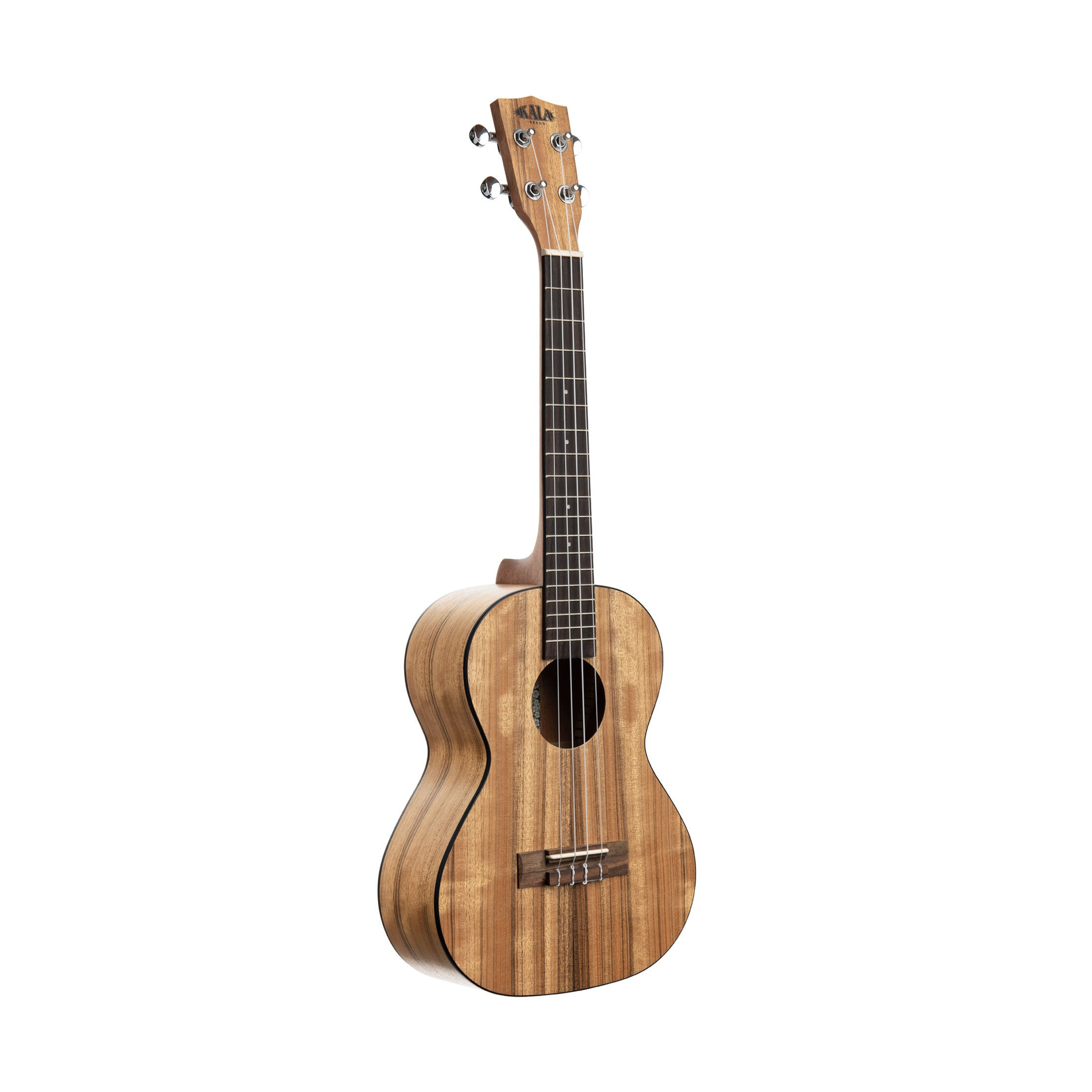 Kala KA-PWT/LH Left-Handed Pacific Walnut Tenor Ukulele, showcasing unique grain patterns, offering a rich, mellow tone for left-handed musicians.