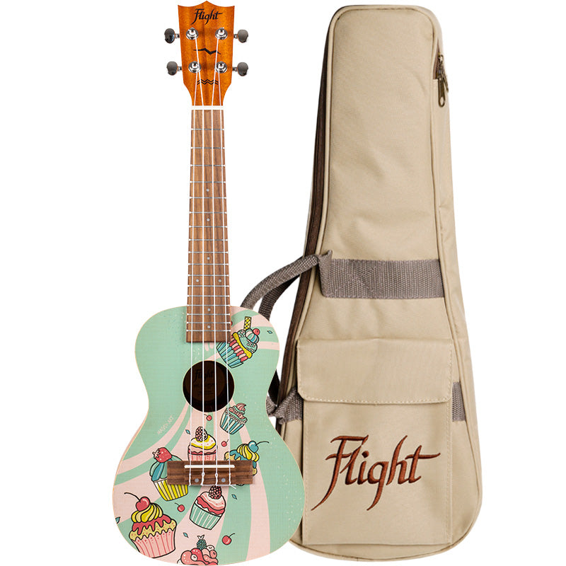 The Flight AUC-33 Cupcake Concert Ukulele features a tasty cupcake design by the talented Argentinian artist, Macuco.art.   Free Shipping