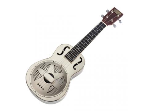 BRS-UKT-N-E Tenor Resonator Ukulele Electric Polished nickel Bell Brass body with gig bag Bourbon Street ukulele trading co australia 