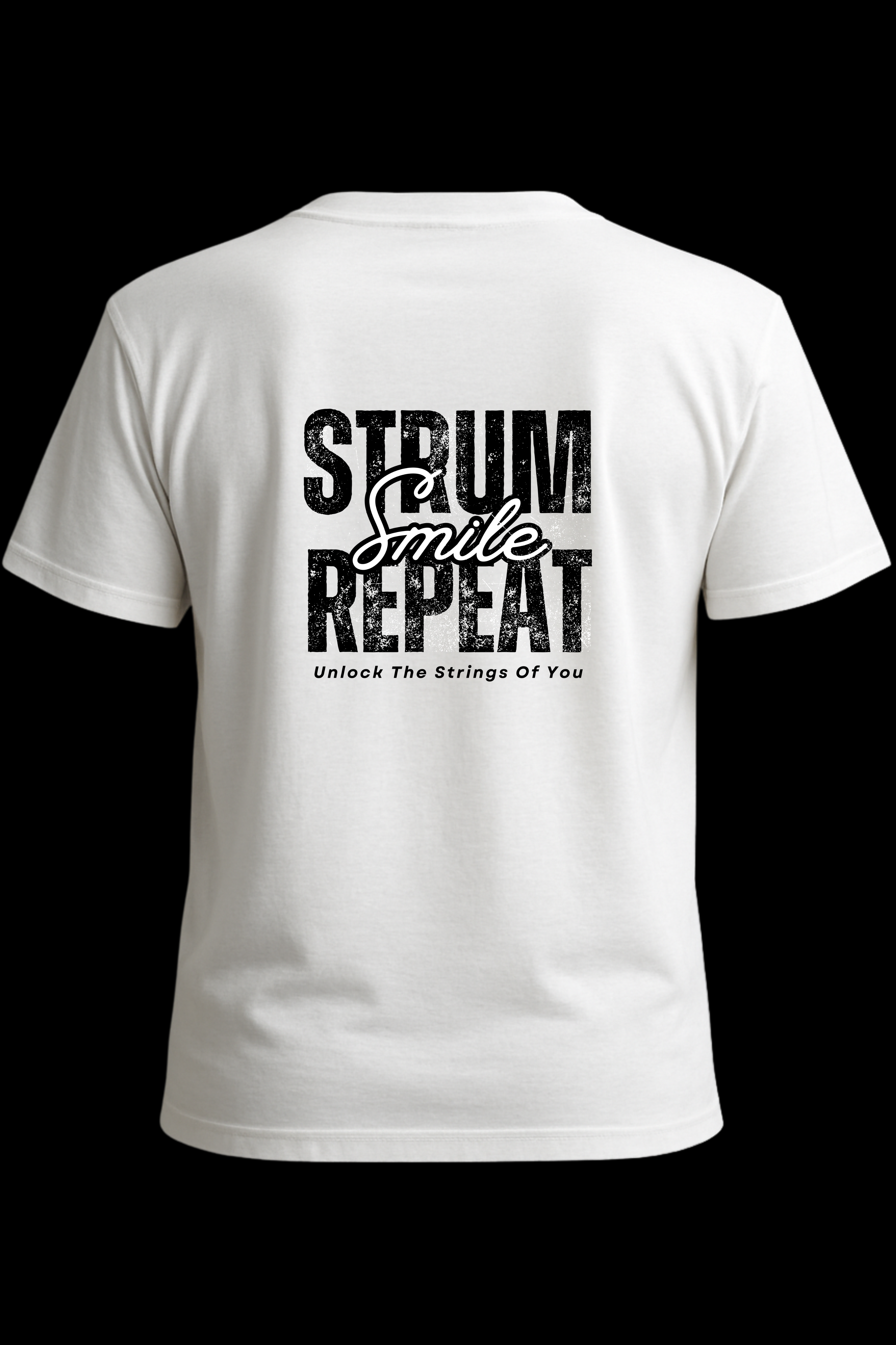 Strum Smile Repeat T-Shirt – Unisex Ukulele Shirt, Musician Gift Tee, Happy Music Lover Shirt, Uke Player Graphic Tee, Cotton Jam Tee