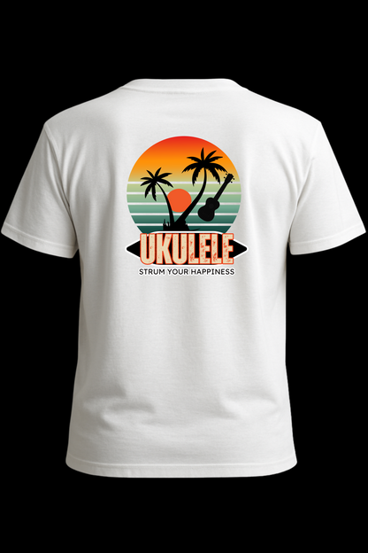 Ukulele Strum Your Happiness T-Shirt – Gift for Ukulele Players &amp; Music Lovers – Unisex Music Tee, Made to Order, Music Teacher Gift