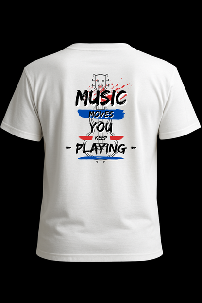 Music Moves You Keep Playing T-Shirt – Gift for Musicians, Ukulele Players, Guitarists, Music Lovers – Unisex Music Tee, Made to Order