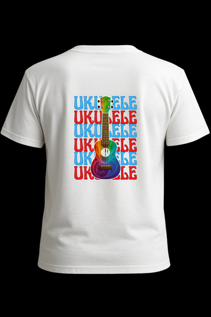 Ukulele Ukulele Ukulele T-Shirt – Minimalist Chrome Design for Music Lovers