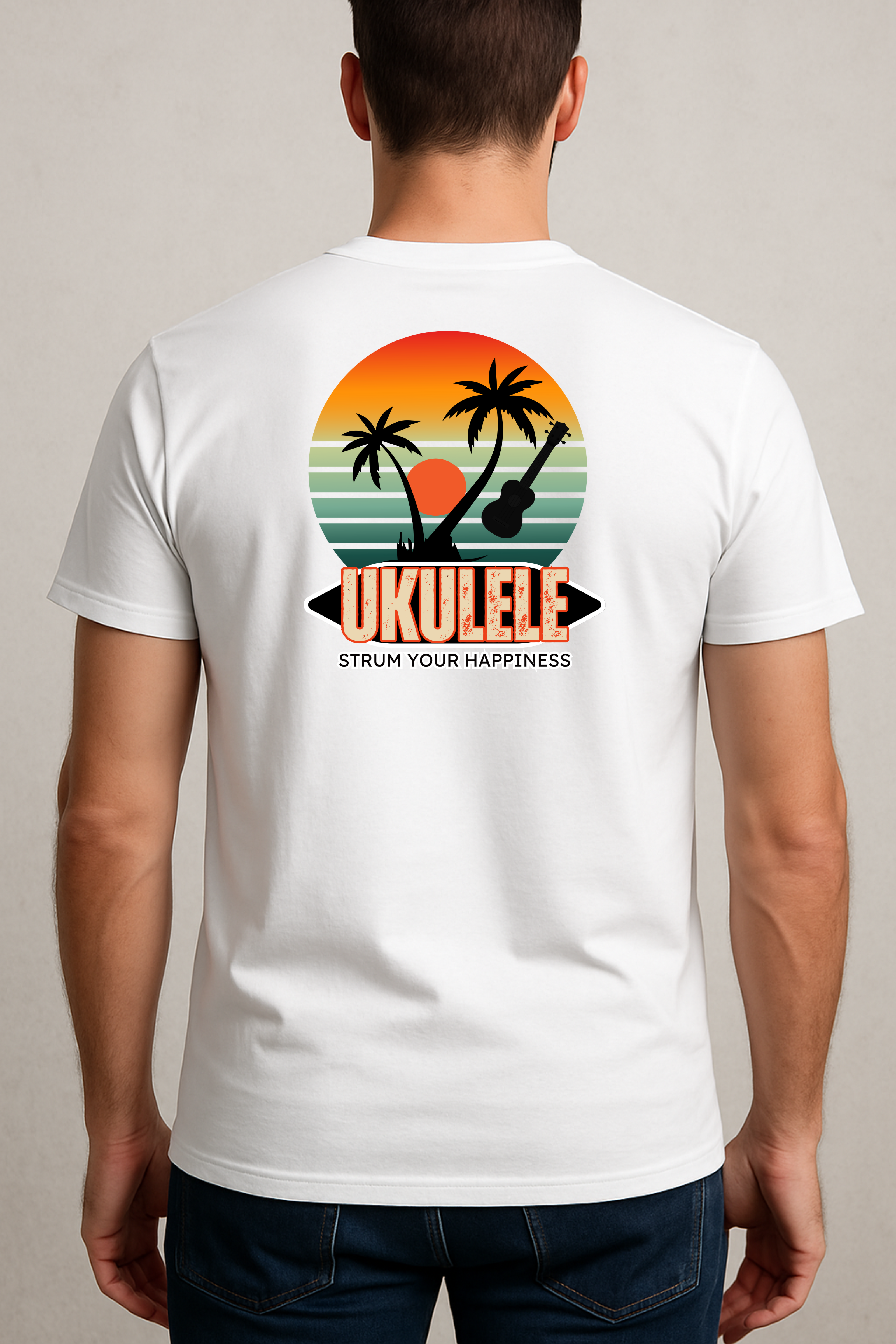 Ukulele Strum Your Happiness T-Shirt – Gift for Ukulele Players &amp; Music Lovers – Unisex Music Tee, Made to Order, Music Teacher Gift