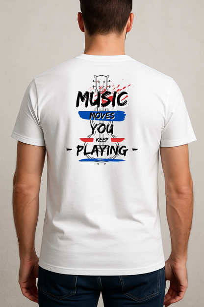 Music Moves You Keep Playing T-Shirt – Gift for Musicians, Ukulele Players, Guitarists, Music Lovers – Unisex Music Tee, Made to Order