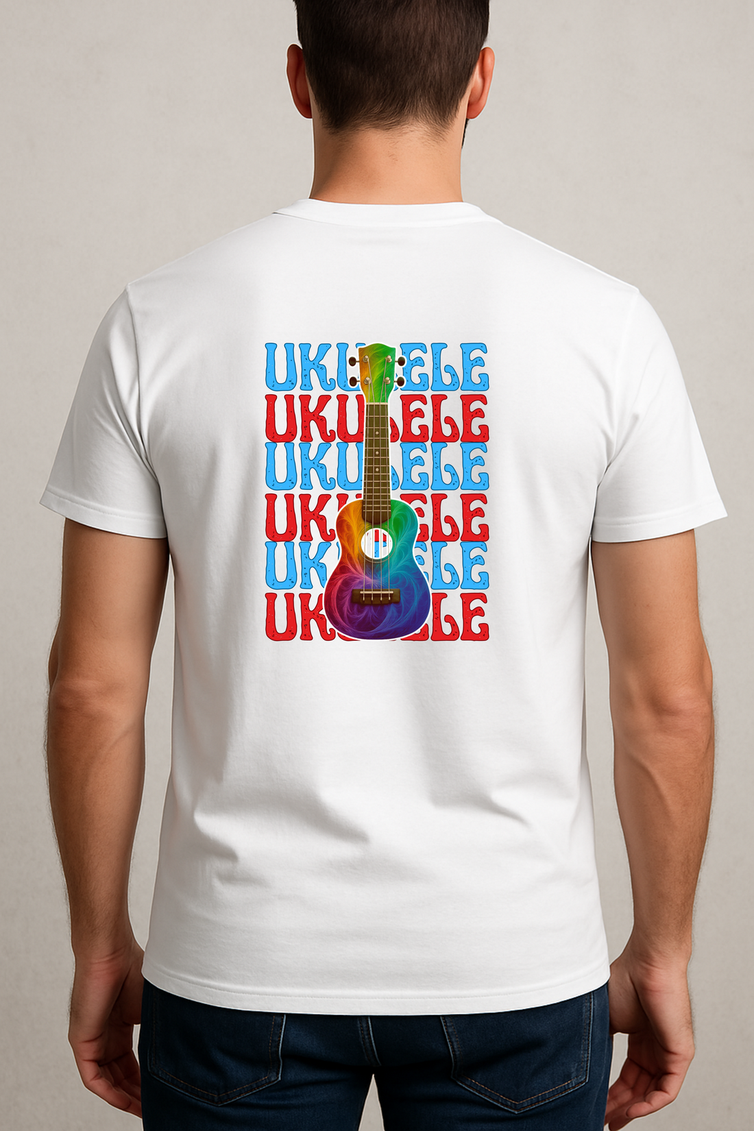 Ukulele Ukulele Ukulele T-Shirt – Minimalist Chrome Design for Music Lovers