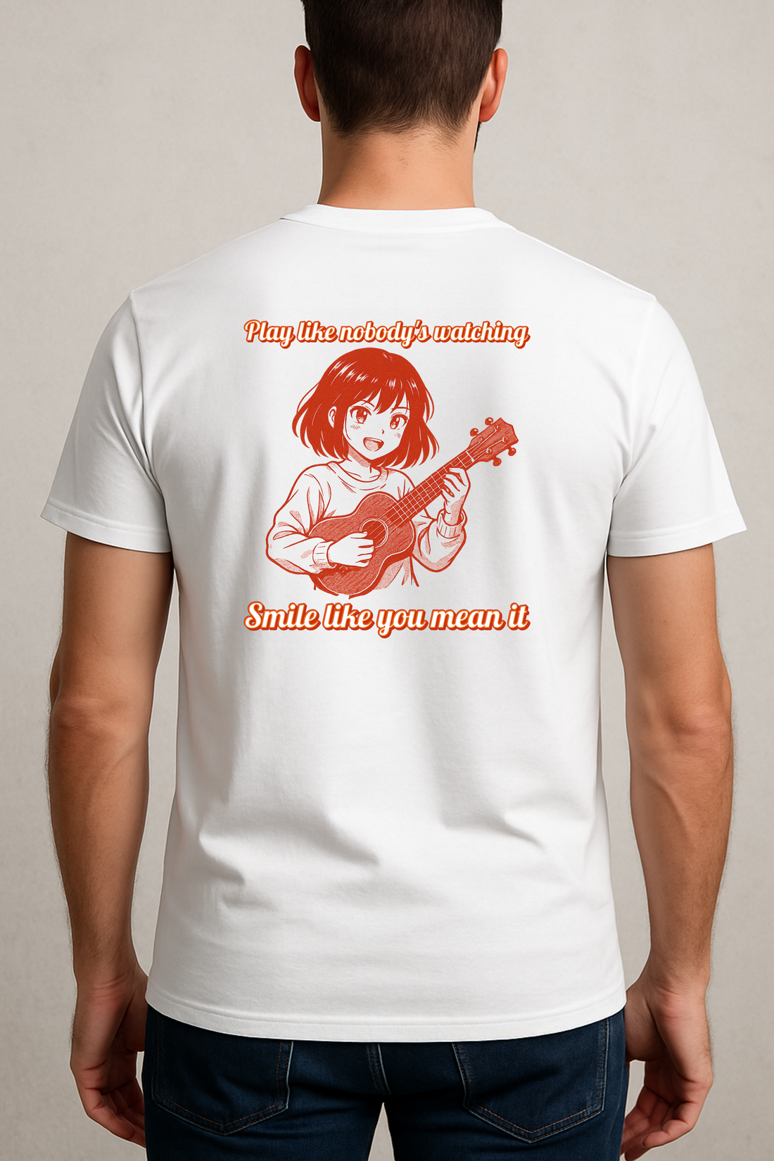 Play Like Nobody’s Watching, Smile Like You Mean It – Happy Ukulele Girl T-Shirt