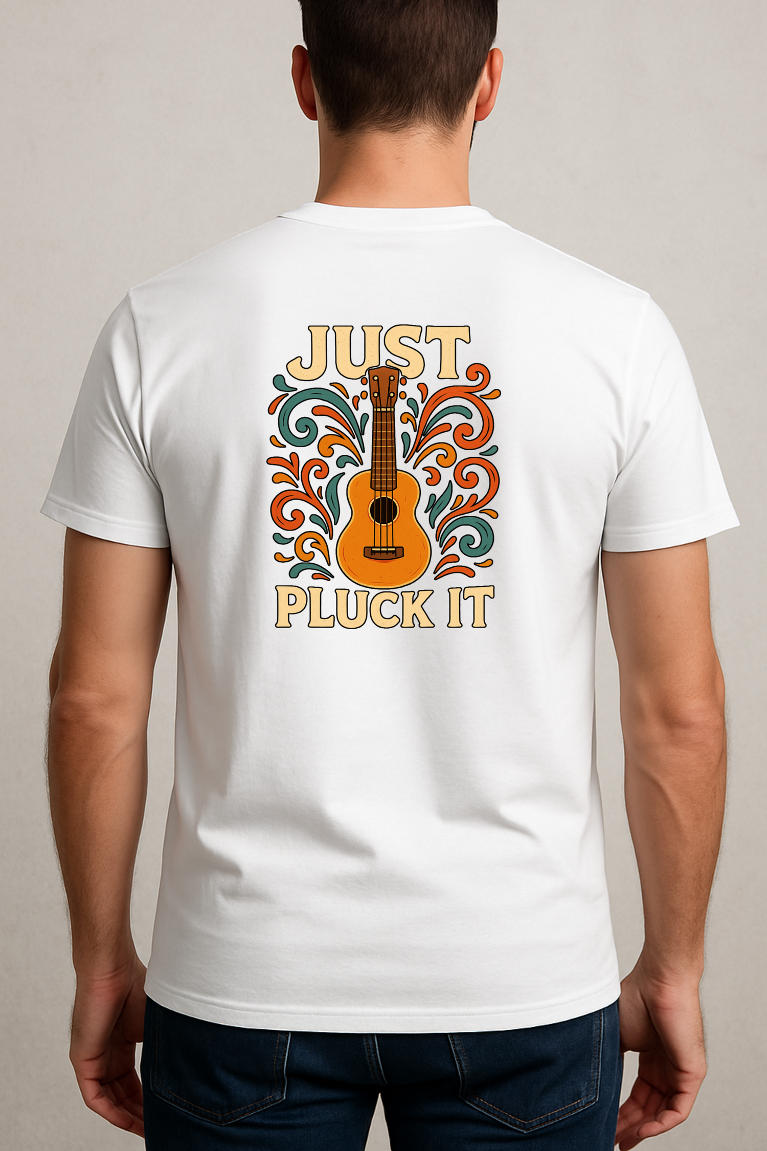 Just Pluck It T-Shirt – Funny Ukulele Player Gift, Music Lover Tee, Music Teacher Apparel, Unisex Fit, Made to Order Musician Shirt