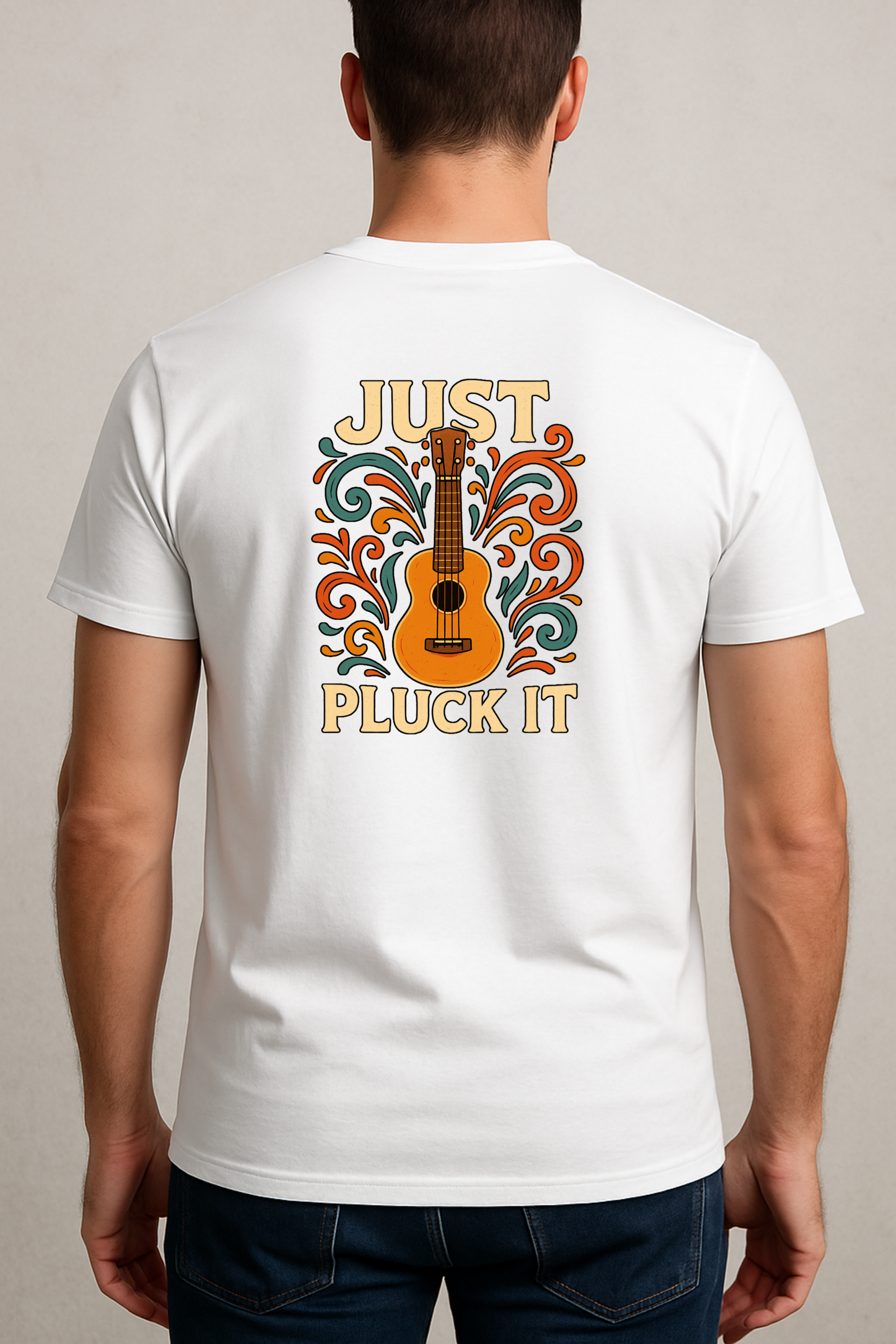 Just Pluck It T-Shirt – Funny Ukulele Player Gift, Music Lover Tee, Music Teacher Apparel, Unisex Fit, Made to Order Musician Shirt