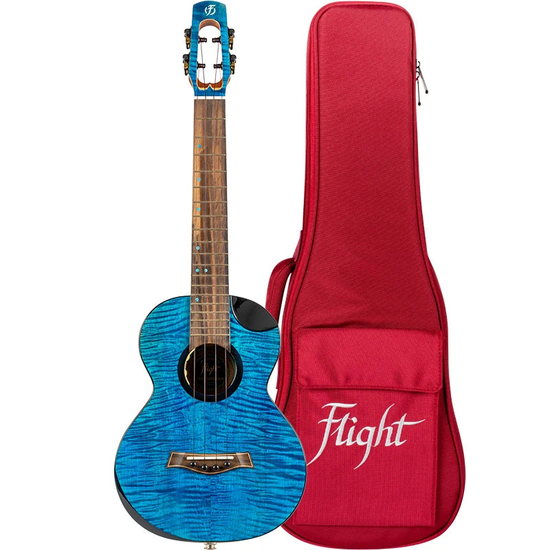 Flight Comet EQ-A Blue Tenor Electro-Acoustic Ukulele COMETTEQABLUE Solid Flamed Maple Top Mango Body Double C1U Pickup Australia