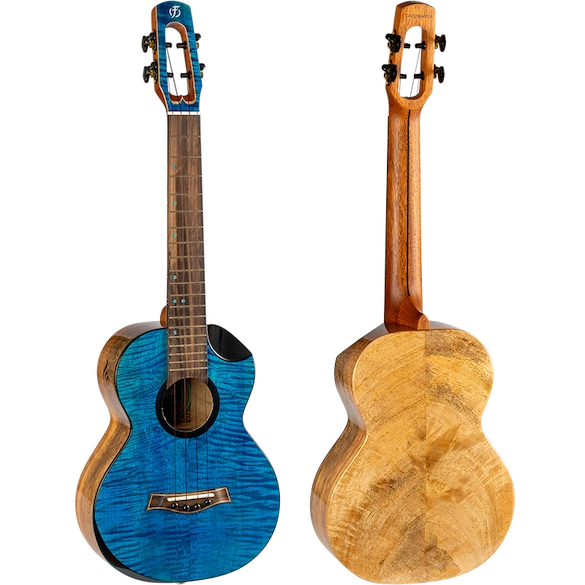 Flight Comet EQ-A Blue Tenor Electro-Acoustic Ukulele COMETTEQABLUE Solid Flamed Maple Top Mango Body Double C1U Pickup Australia
