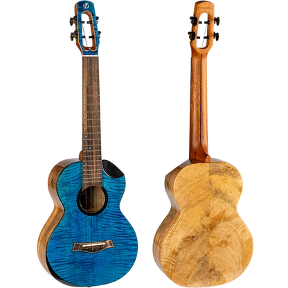 Flight Comet EQ-A Blue Tenor Electro-Acoustic Ukulele COMETTEQABLUE Solid Flamed Maple Top Mango Body Double C1U Pickup Australia