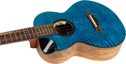 Flight Comet EQ-A Blue Tenor Electro-Acoustic Ukulele COMETTEQABLUE Solid Flamed Maple Top Mango Body Double C1U Pickup Australia