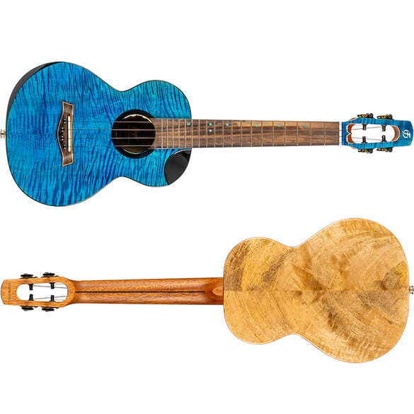 Flight Comet EQ-A Blue Tenor Electro-Acoustic Ukulele COMETTEQABLUE Solid Flamed Maple Top Mango Body Double C1U Pickup Australia