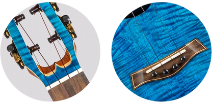 Flight Comet EQ-A Blue Tenor Electro-Acoustic Ukulele COMETTEQABLUE Solid Flamed Maple Top Mango Body Double C1U Pickup Australia