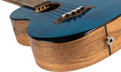 Flight Comet EQ-A Blue Tenor Electro-Acoustic Ukulele COMETTEQABLUE Solid Flamed Maple Top Mango Body Double C1U Pickup Australia