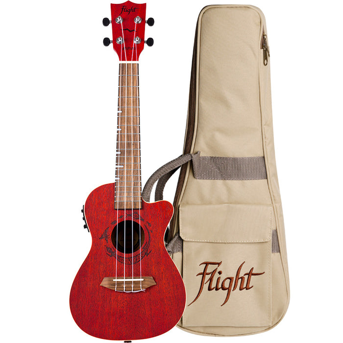 Flight DUC380 CEQ Coral Electro-Acoustic Concert Ukulele with Gigbag