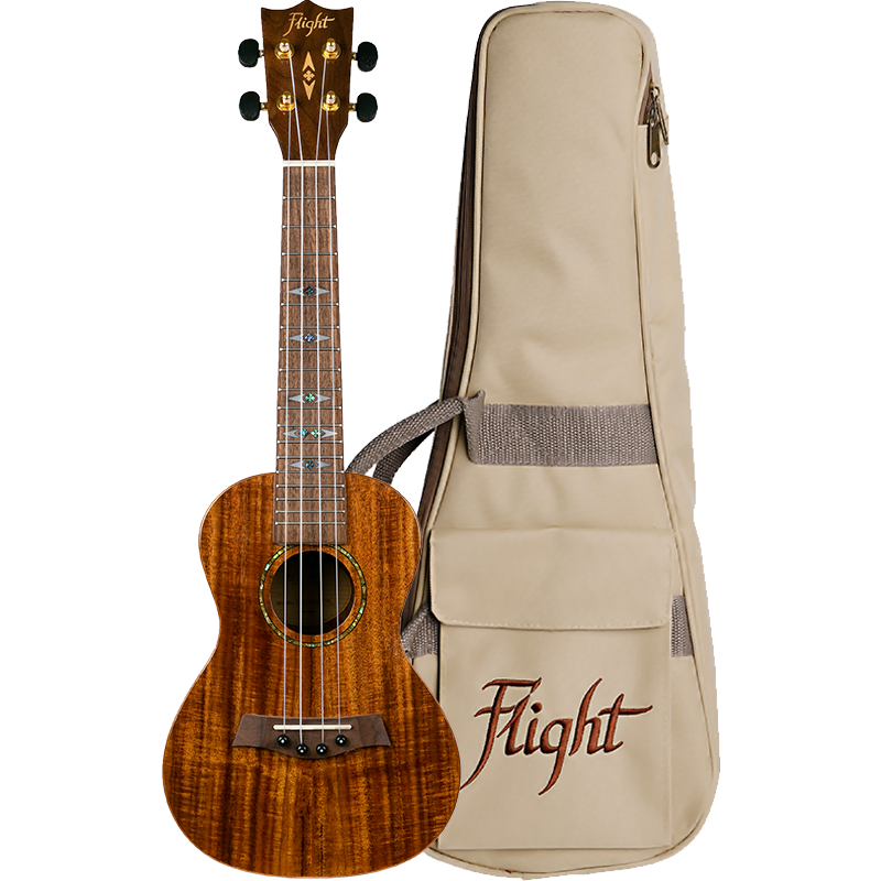 Flight’s DUC445 Acacia is a concert ukulele made from acacia.  Flight DUC445 Concert Acacia Ukulele with Bag and FREE Shipping