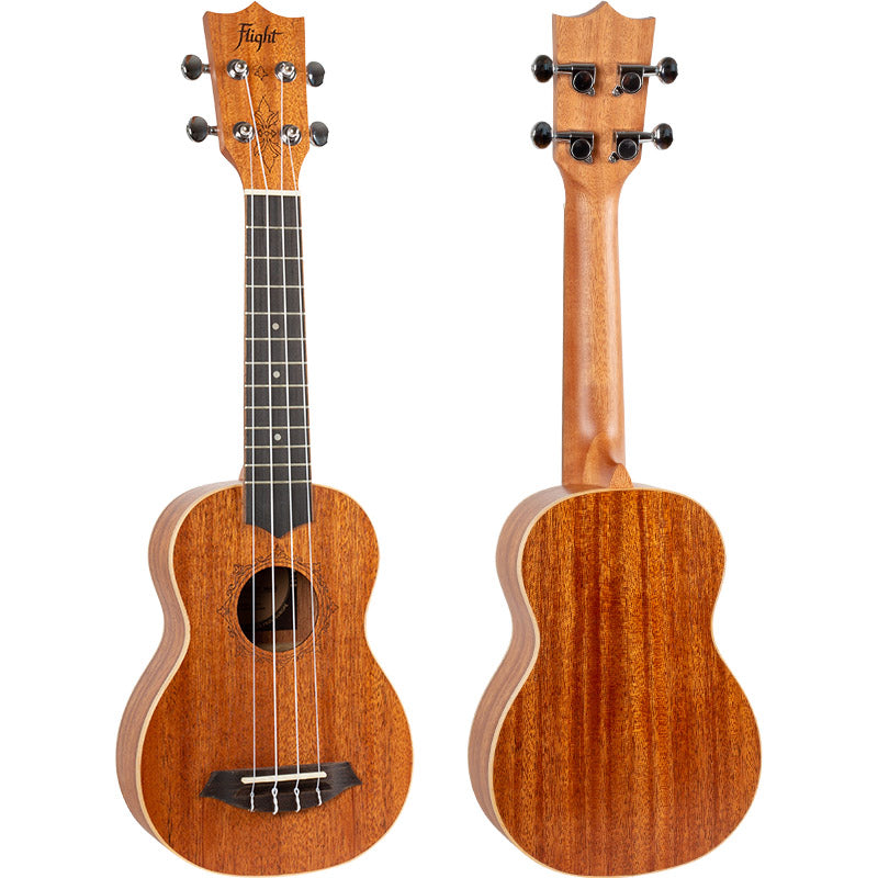 The Flight DUS321 is a soprano-sized ukulele. It has a laminate mahogany top, paired with laminate mahogany back and sides, giving it a very warm and resonating sound. Flight DUS321 Soprano Ukulele Mahogany with Bag and Free Shipping A Perfect First Ukulele.