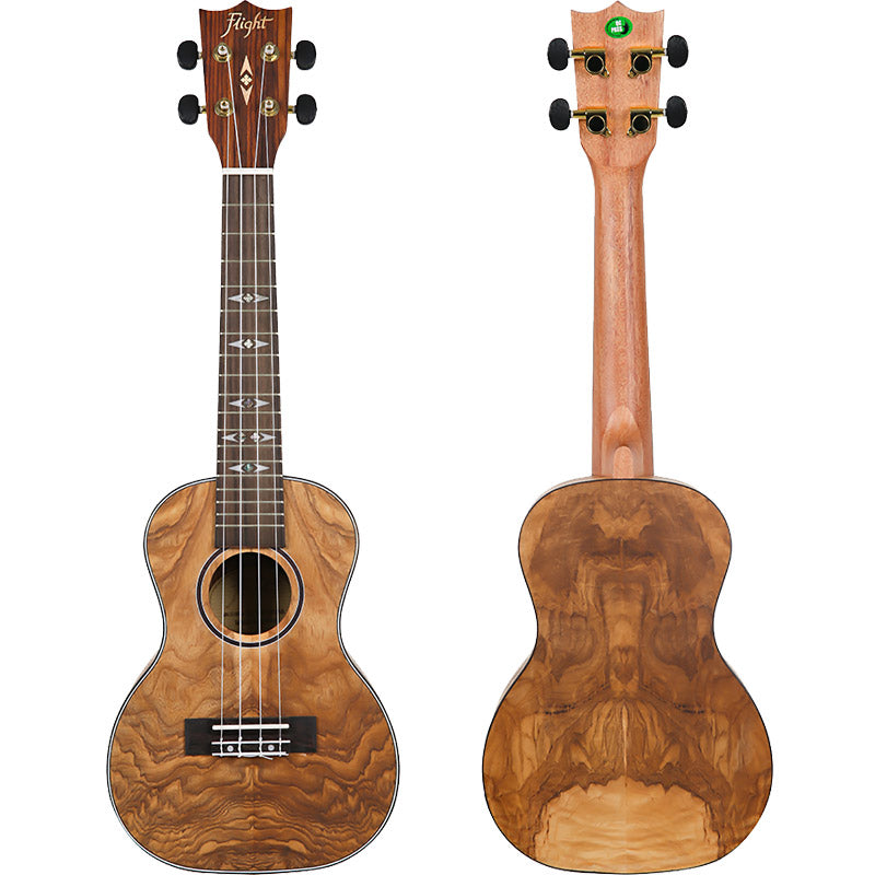 Even though its stunning grains may look like the swirling sands of the Sahara, the velvety smooth sound of our Quilted Ash Uke is anything but dry!  Flight DUC410 QA Quilted Ash Concert Ukulele with Bag and Free Shipping You won’t believe how great this ukulele looks and sounds in person!