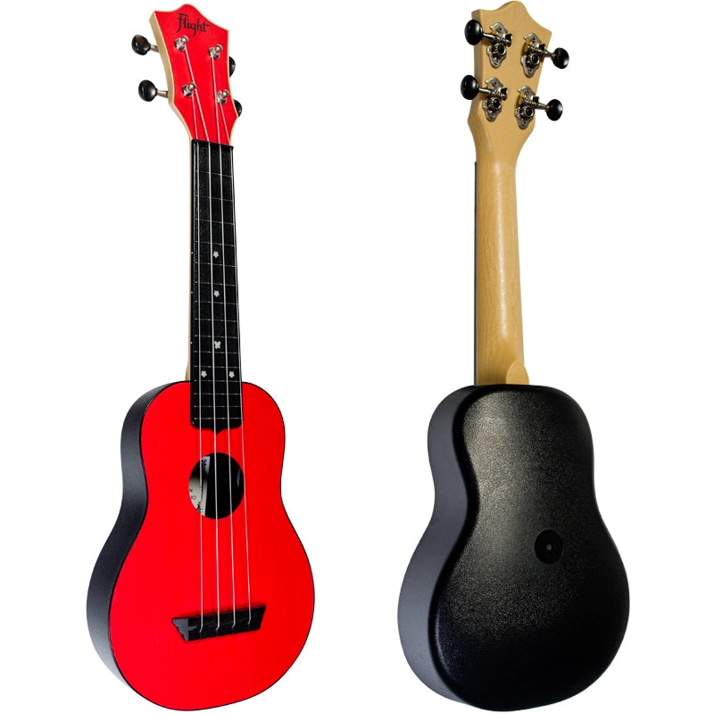 Flight TUS35 Red Soprano Travel Ukulele – Laminate Linden Top, ABS Body, Zero Fret, Aquila Strings &amp; Gig Bag
