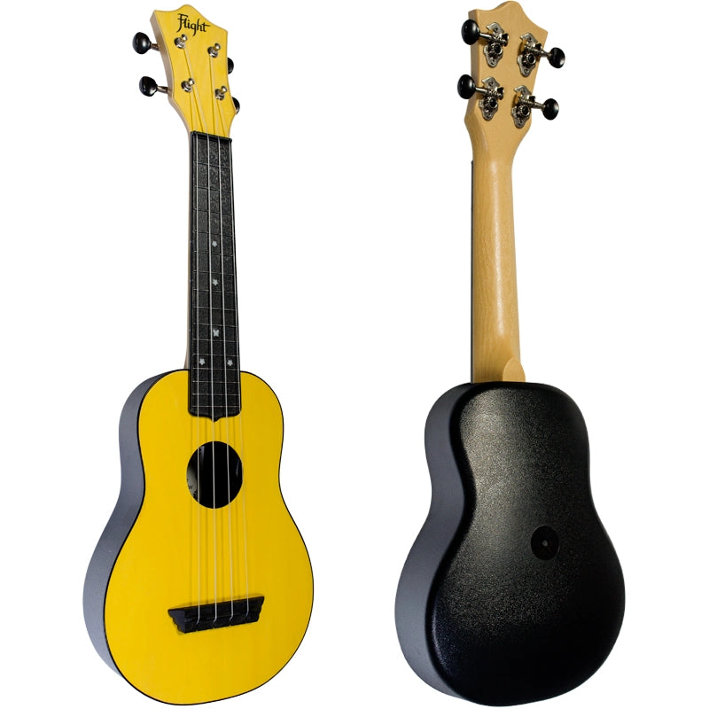 Flight TUS35YW Yellow Travel Soprano Ukulele with ABS Body, Linden Top &amp; Arched Back – Lightweight Durable Design