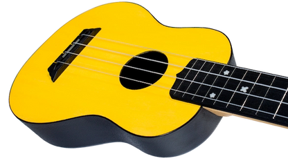 Flight TUS35YW Yellow Travel Soprano Ukulele with ABS Body, Linden Top &amp; Arched Back – Lightweight Durable Design