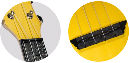 Flight TUS35YW Yellow Travel Soprano Ukulele with ABS Body, Linden Top &amp; Arched Back – Lightweight Durable Design
