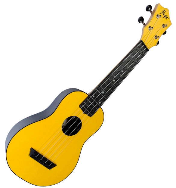 Flight TUS35YW Yellow Travel Soprano Ukulele with ABS Body, Linden Top &amp; Arched Back – Lightweight Durable Design