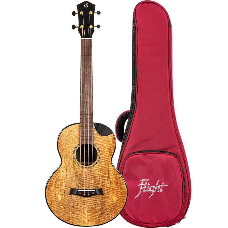 Flight Maia Steel String Baritone Ukulele: Solid mango top, rosewood body, steel strings, scalloped cutaway, &amp; active pickup for rich, bright tone. Includes gigbag Ukulele Trading Co Australia